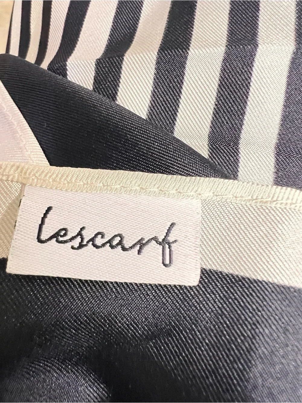 New Lescarf No. 2 Black & Cream Geometric Square Silk Scarf